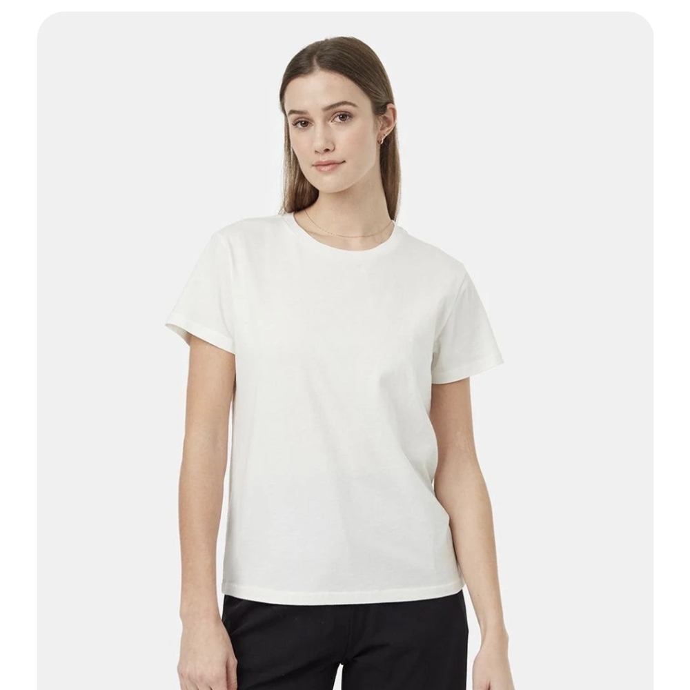 Tentree Regenerative Cotton Crew T-Shirt Undyed White Women's Size XL NWT